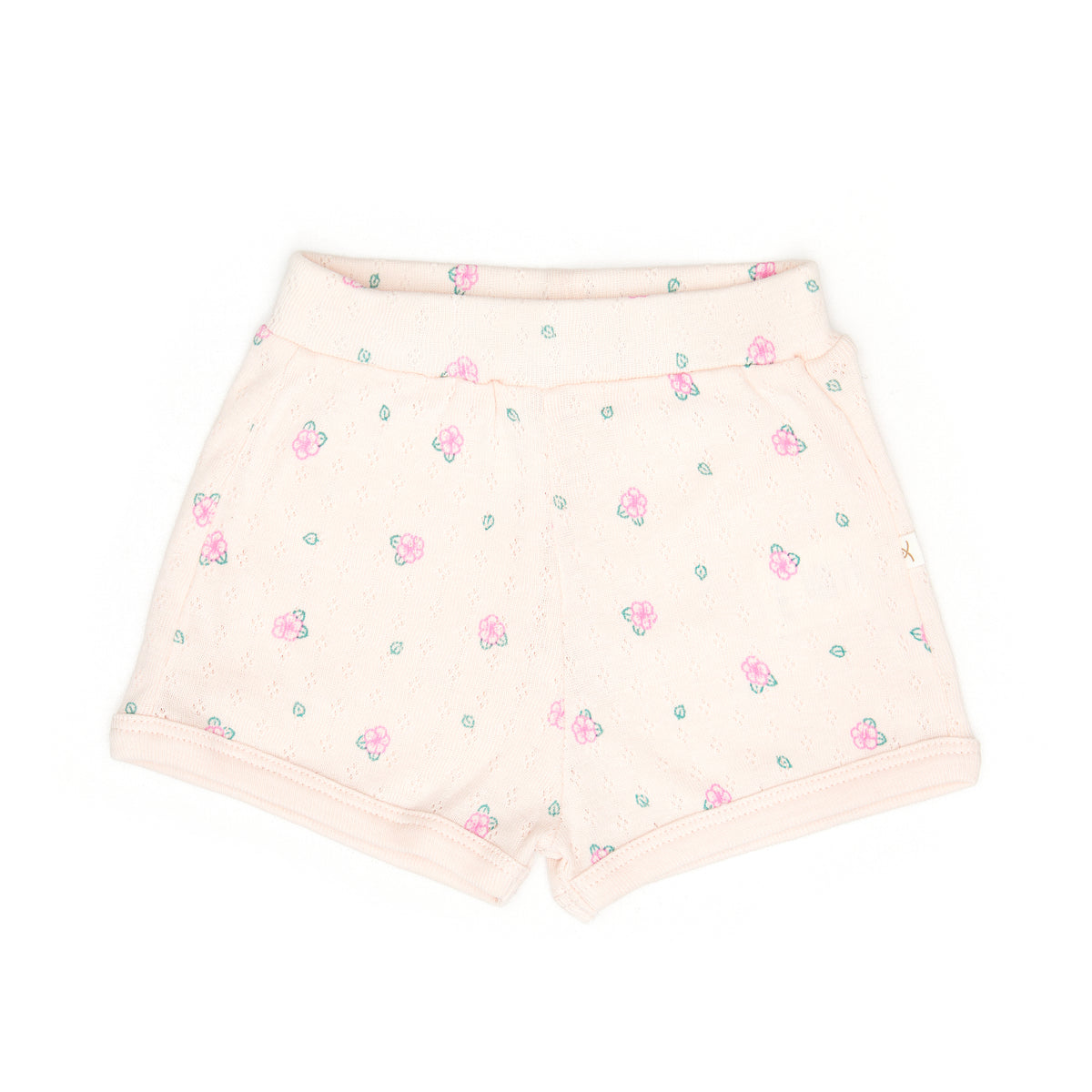 Pointelle short Light pink flowers - Cotton