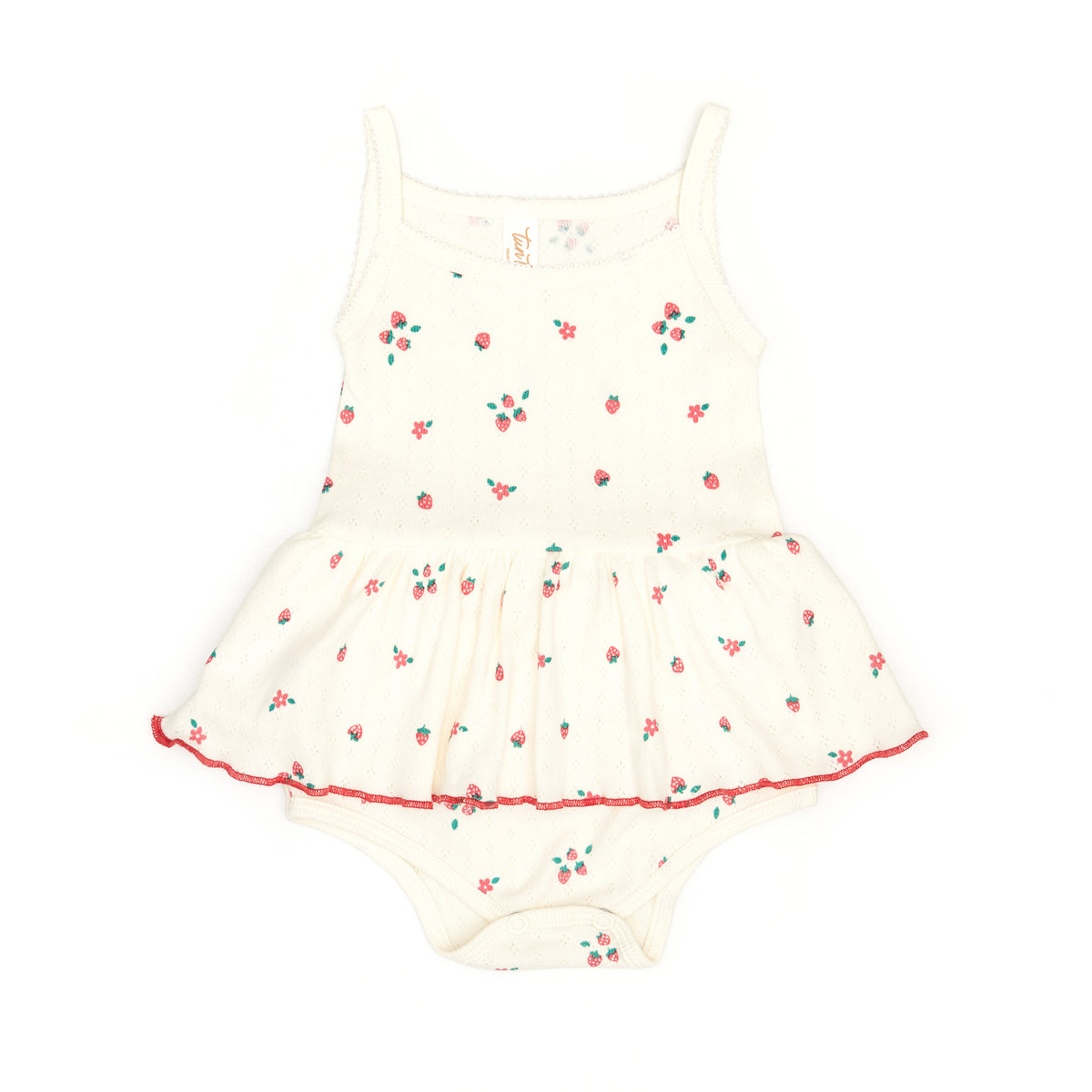 Pointelle Louise romper Natural strawberries - Cotton