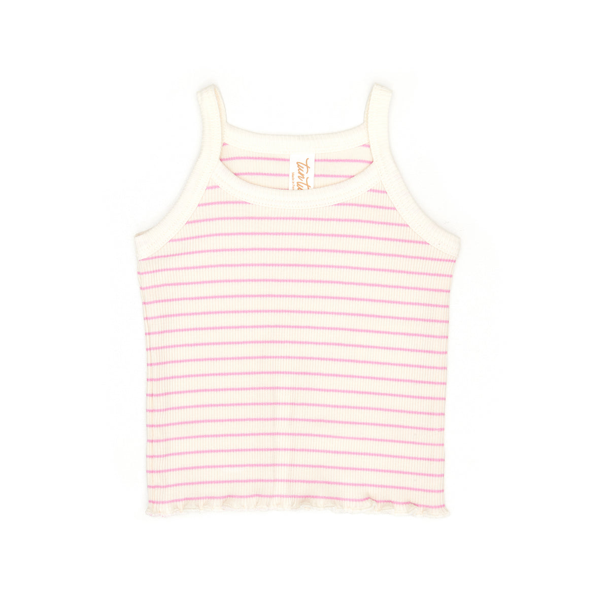 Ribbed Set 2 pcs Tank top + short Fucshia stripes - cotton