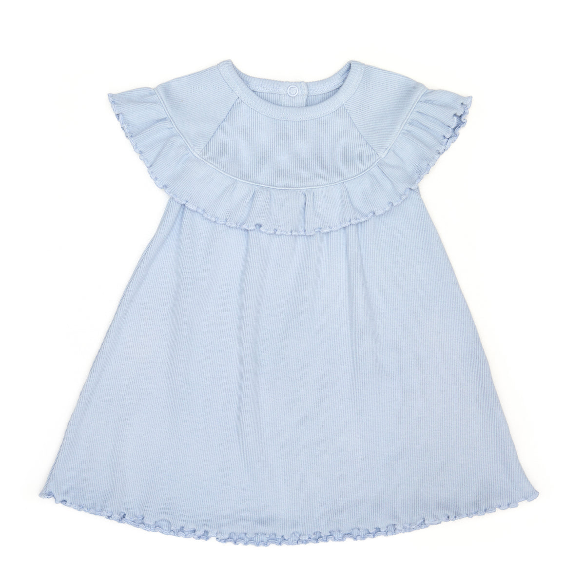 Ribbed Ruffle dress Ice blue - cotton