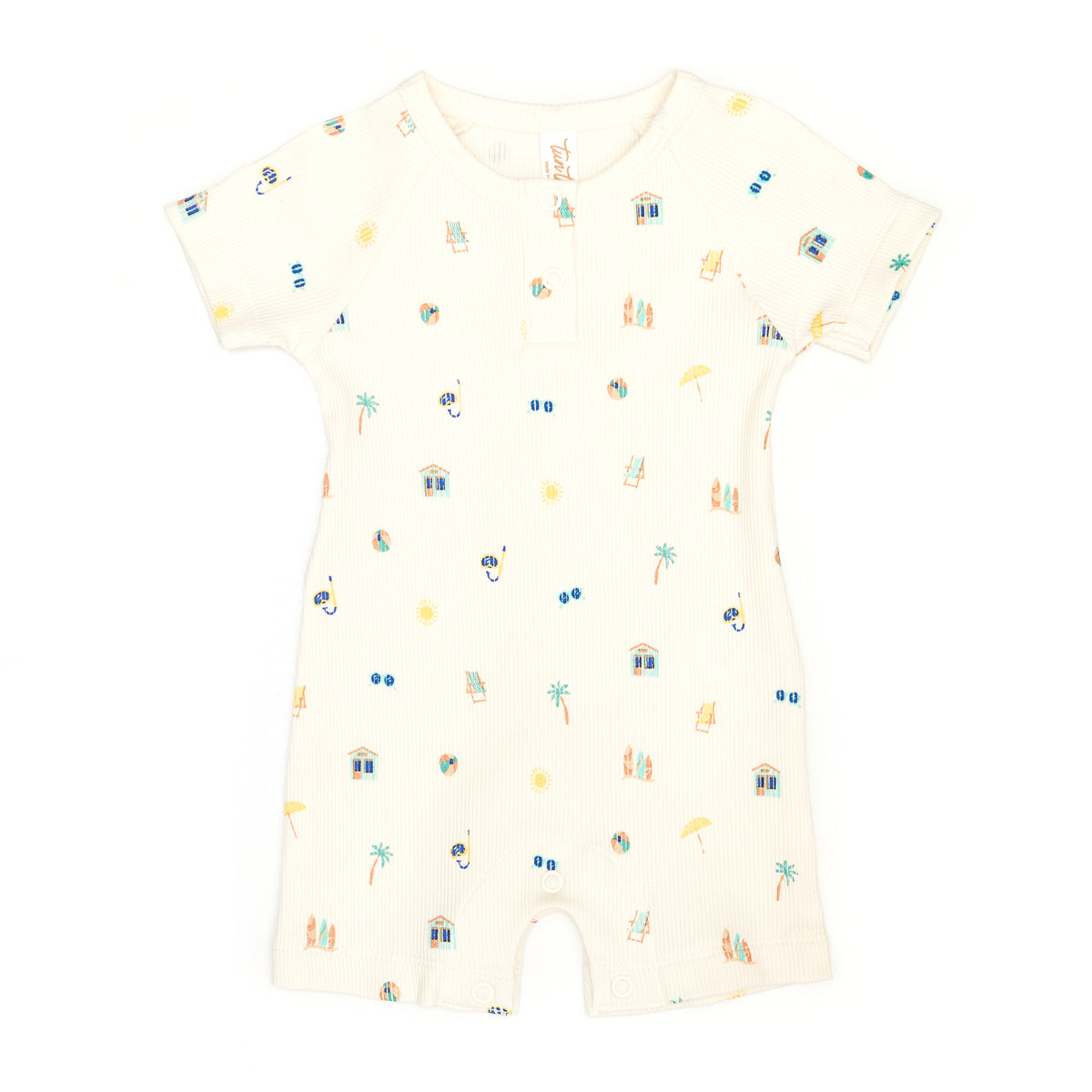 Ribbed Short sleeve romper Natural summer boy - Cotton