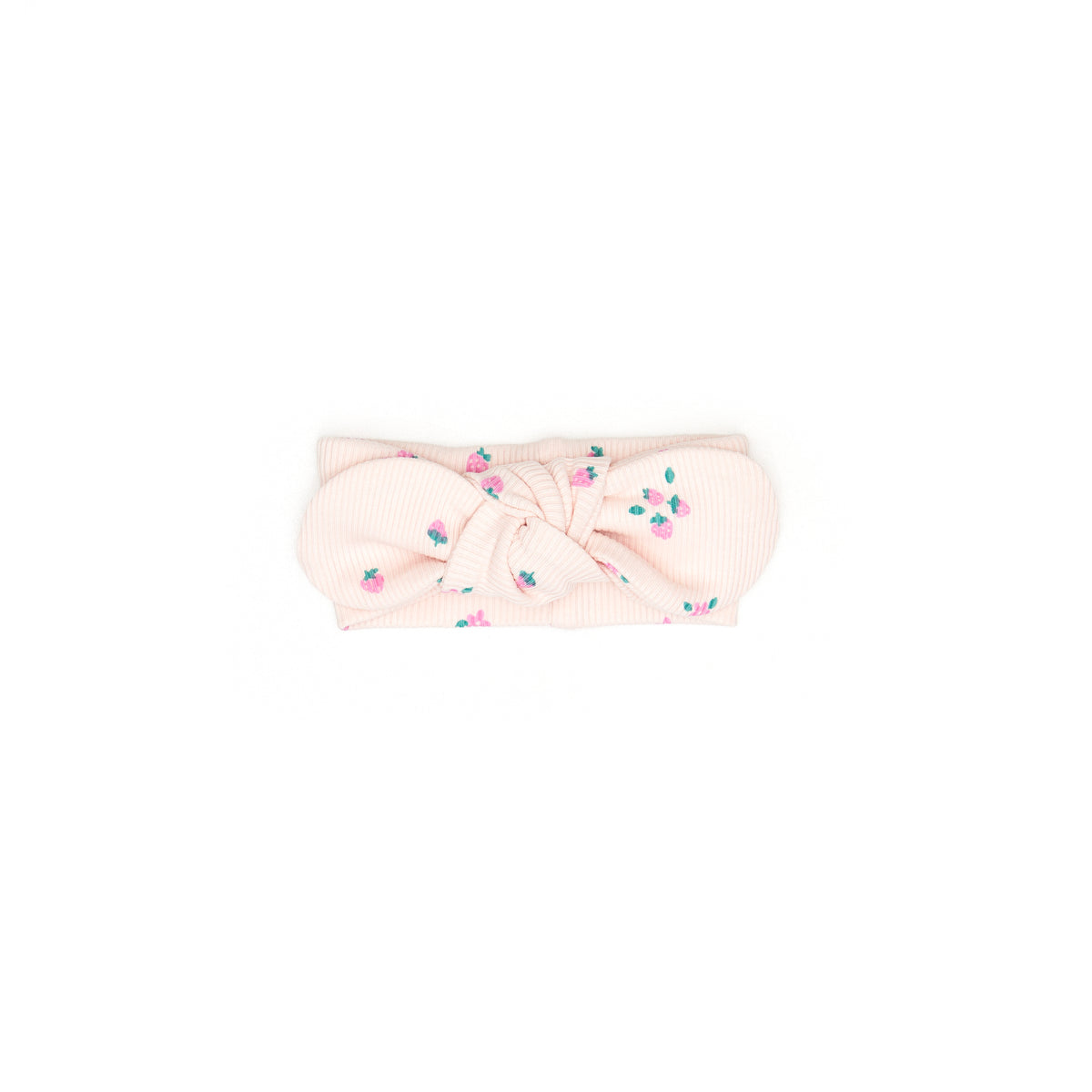 Ribbed headband Light Pink Strawberries - Cotton