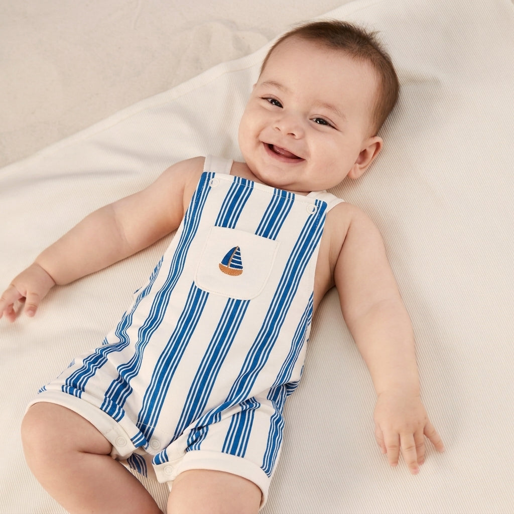 Terry overall Blue stripes - Cotton