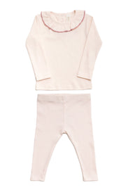 Baby Pink Set Ruffle Top + Leggins