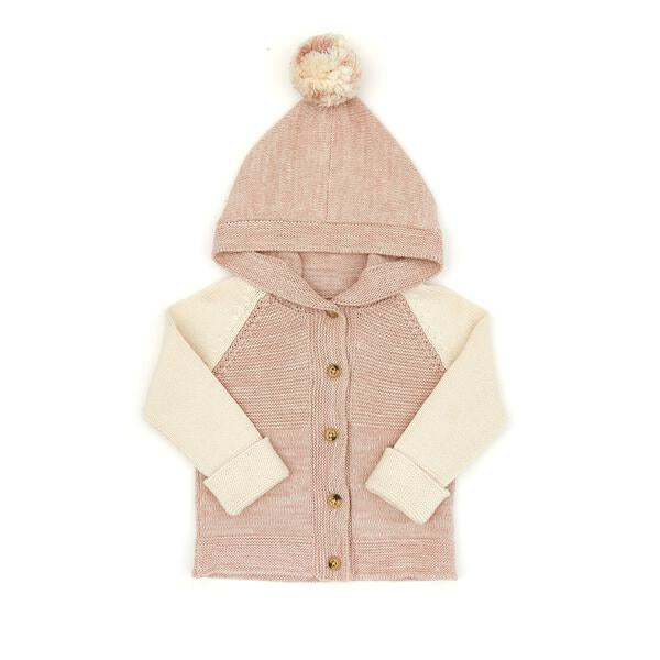 HOODED CARDIGAN SILVER PINK MARL