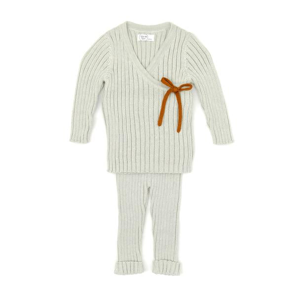 RIBBED KIMONO SET LIGHT BLUE MARL