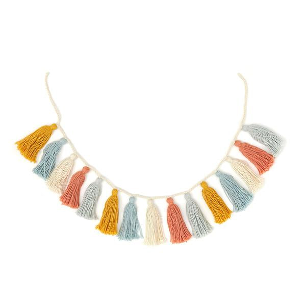TASSEL GARLAND BLUE & SALMON & LIGHT BLUE