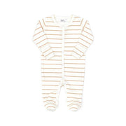 SNAPS FOOTIE NATURAL & SHELL PINK STRIPES