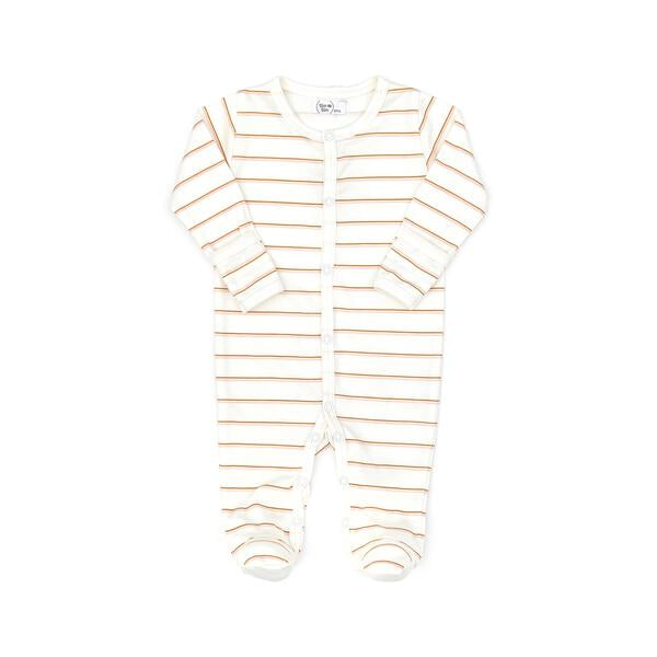 SNAPS FOOTIE NATURAL & SHELL PINK STRIPES