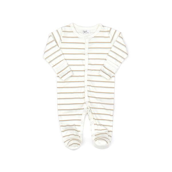 SNAPS FOOTIE NATURAL & LIGHT BLUE STRIPES