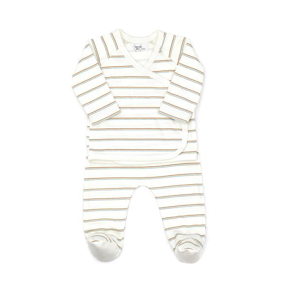 KIMONO SET NATURAL & LIGHT BLUE STRIPES