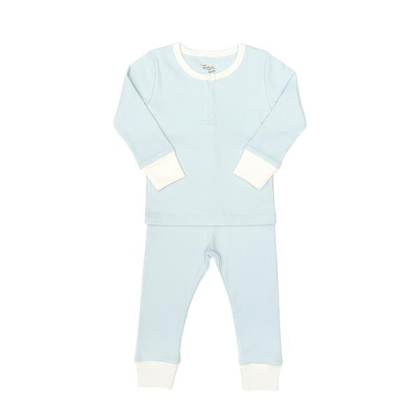 RIBBED PAJAMA  Light Blue & natural