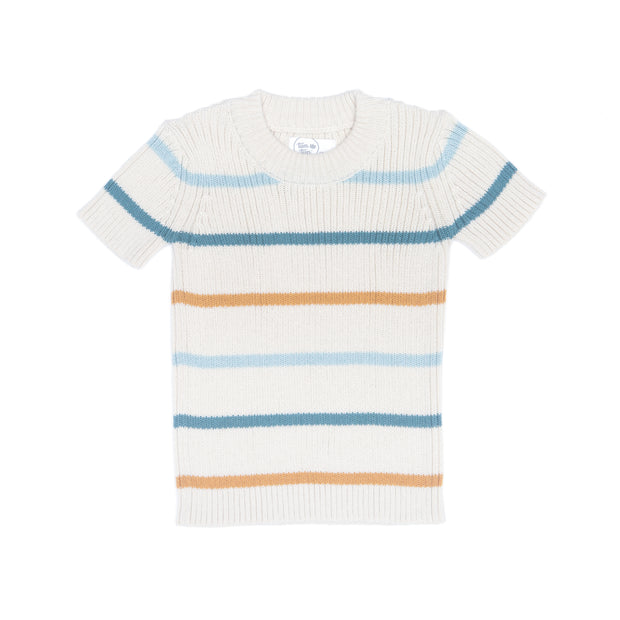 NATURAL & BLUE & GREEN STRIPPED TOP