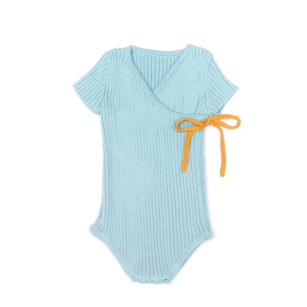 BLUE & MUSTARD KIMONO BODYSUIT