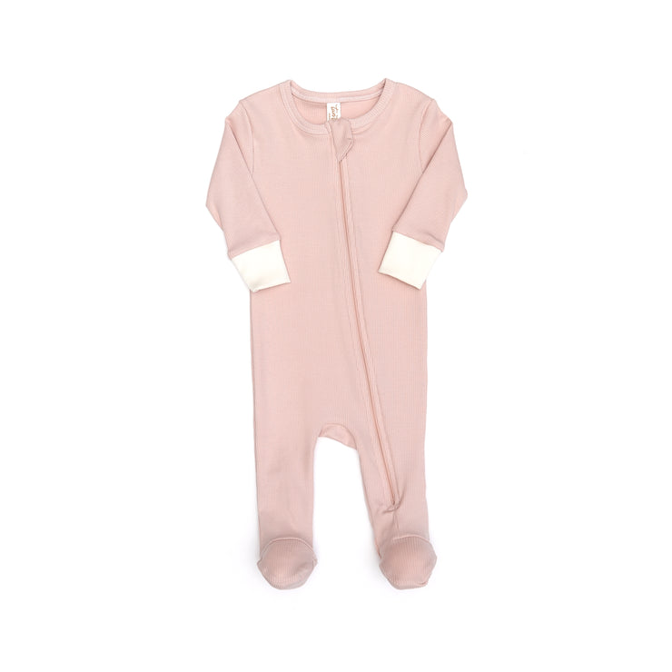 ZIP FOOTIE Shell pink & natural