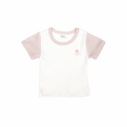 RIBBED TOP WITH EMBROIDERED NATURAL & SHELL PINK