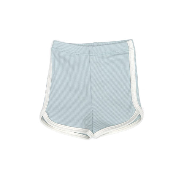 RIBBED SHORT LIGHT BLUE & NATURAL