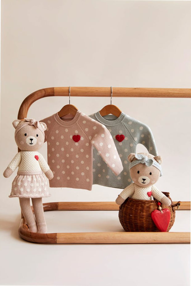HEART SWEATER LIGHT BLUE & NATURAL