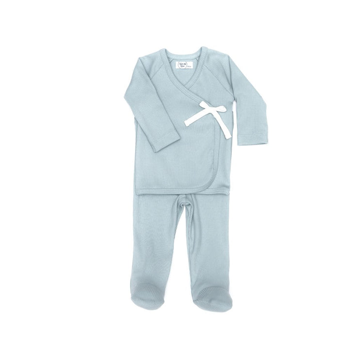RIBBED KIMONO SET BLUE