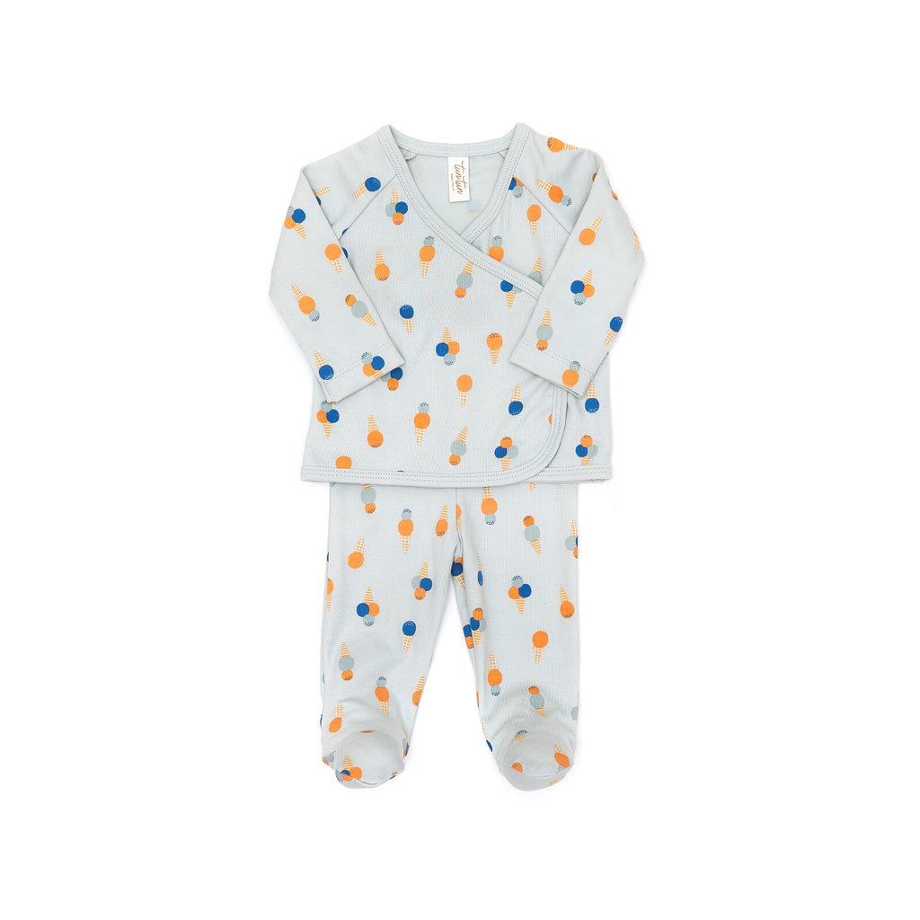 Kimono set Light blue ice cream - pima cotton