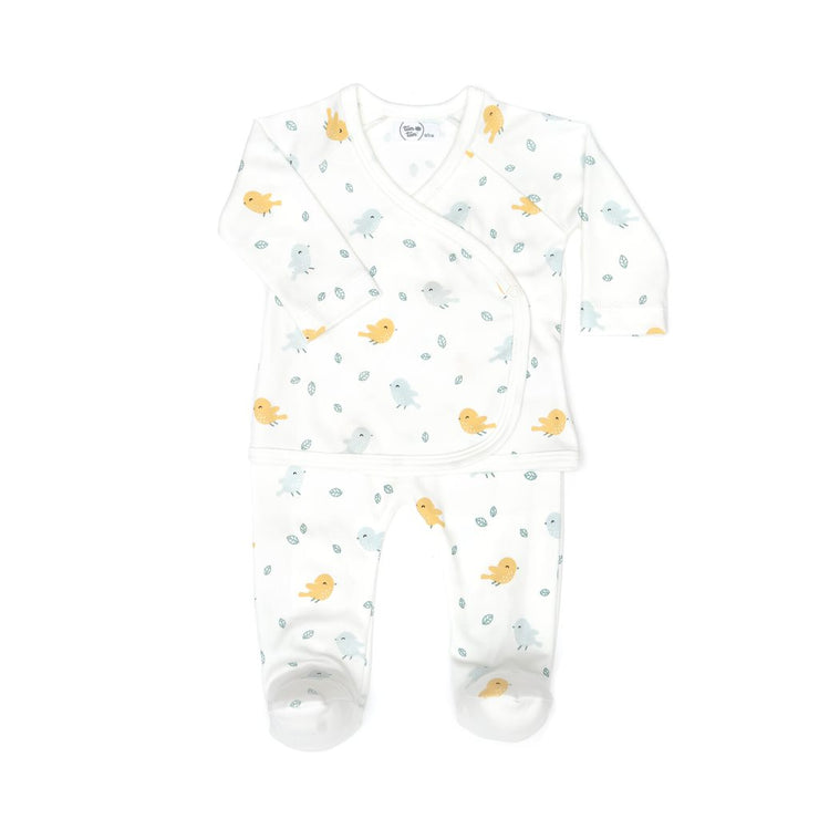 KIMONO SET NATURAL & BLUE BIRD