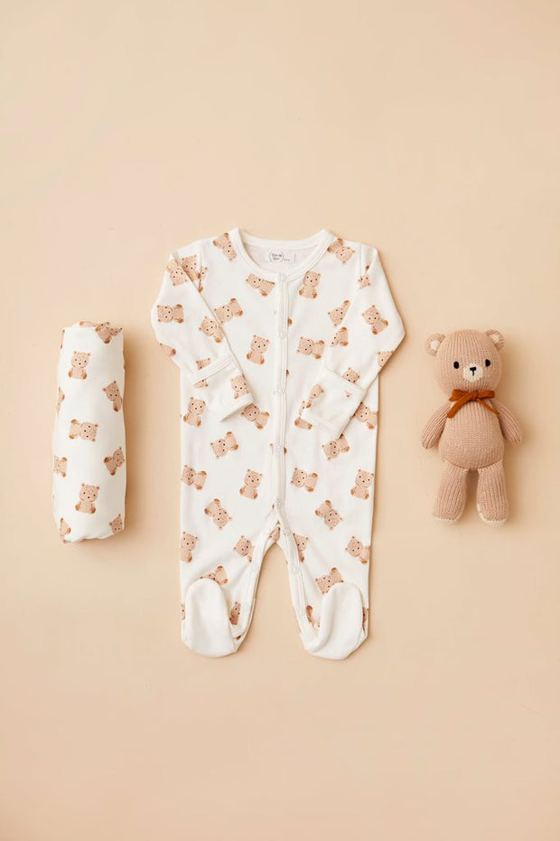 SNAPS FOOTIE SHELL PINK FLOWER