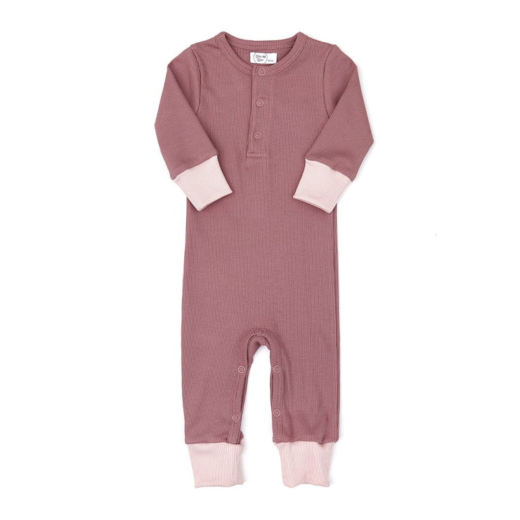 Ribbed romper Purple & shell pink