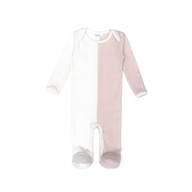 RIBBED TWO TONE FOOTIE NATURAL & SHELL PINK