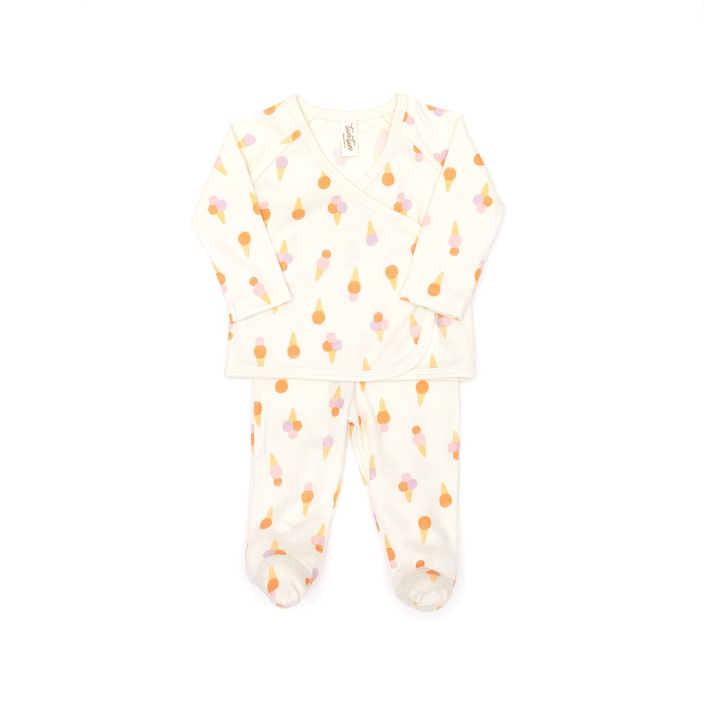 Kimono set Natural & pink ice cream - pima cotton