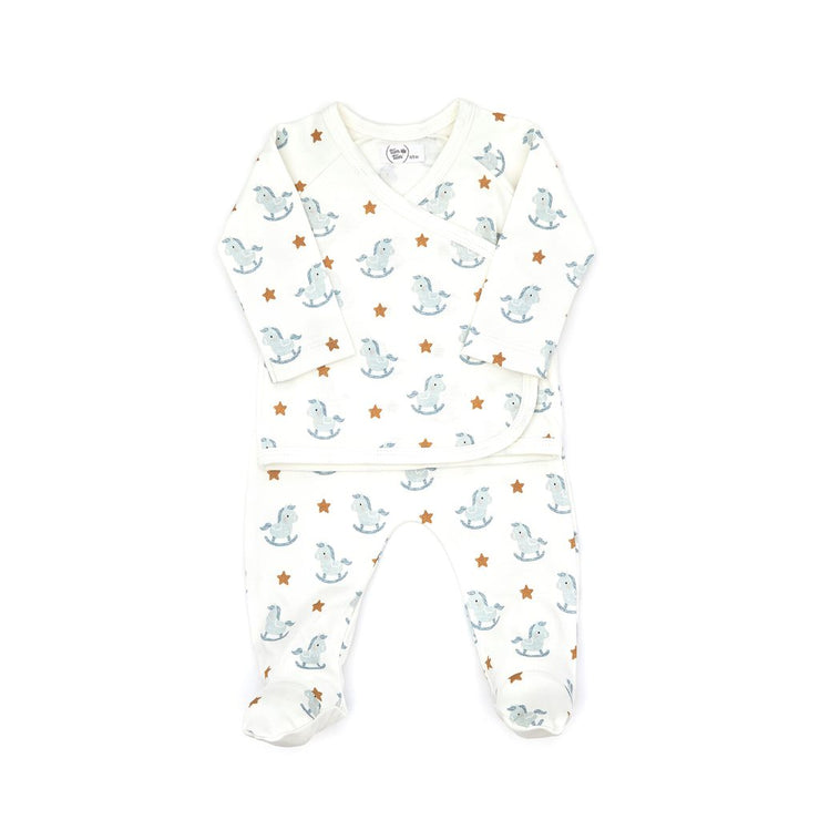 KIMONO SET NATURAL & LIGHT BLUE PONY
