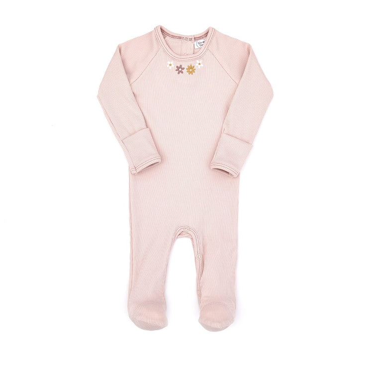 Embroiedered Footie Shell pink