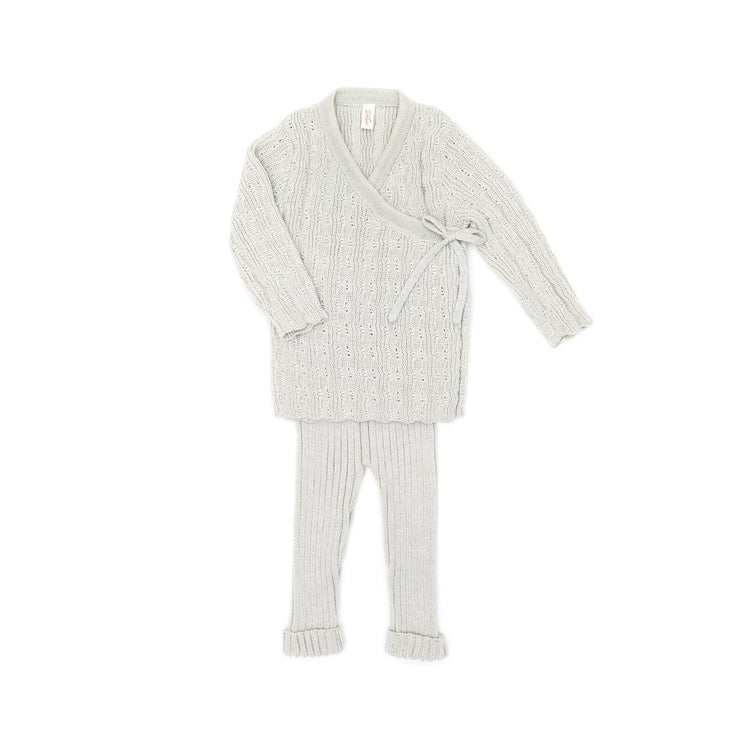 POINTELLE KIMONO SET Light blue marl