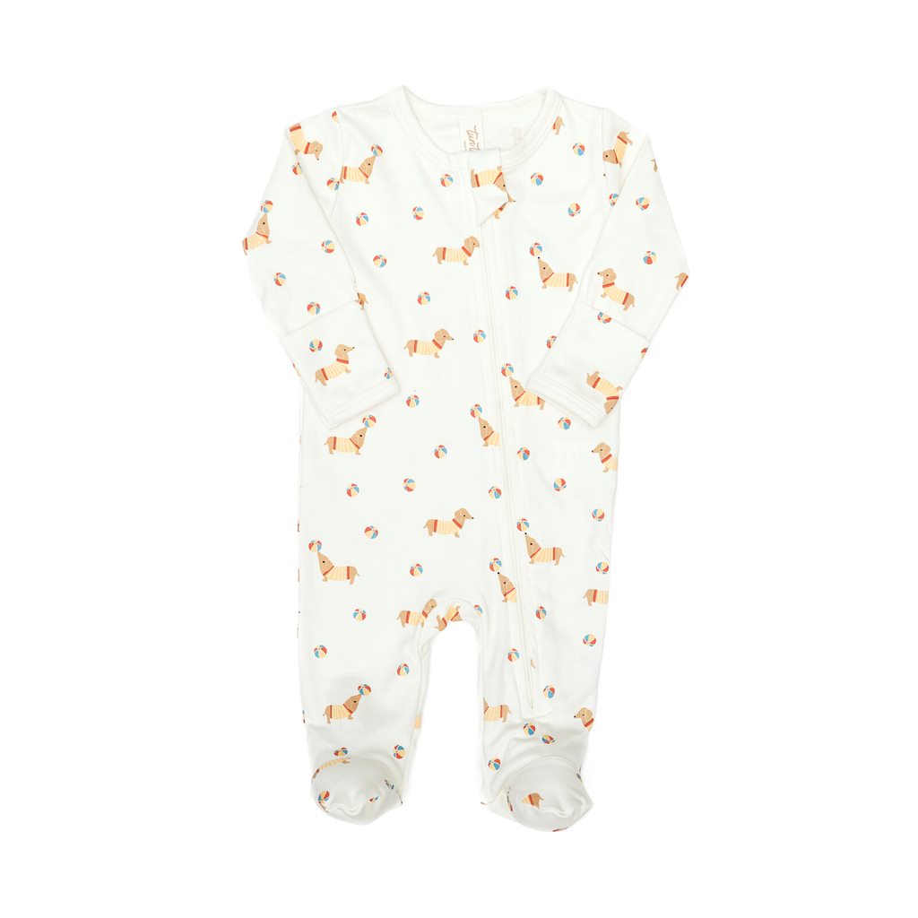 Zip footie Natural dogs - pima cotton