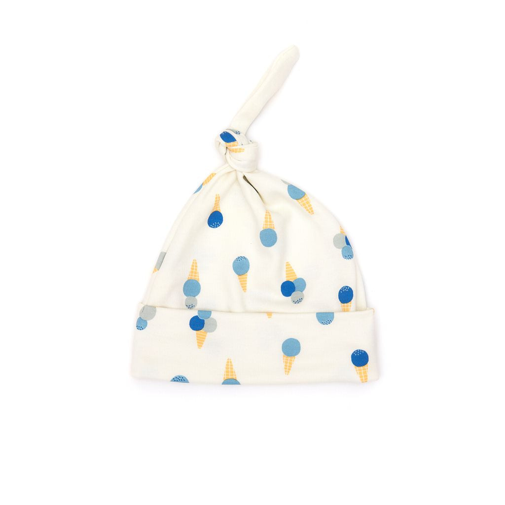 Knot hat Natural & blue ice cream - pima cotton