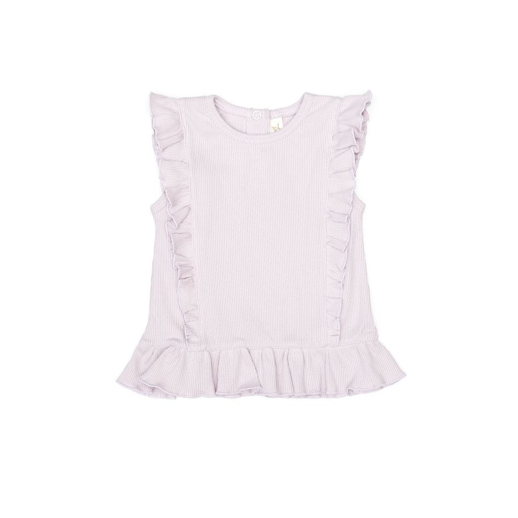 RIBBED RUFFLE TOP Lilac