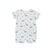 short sleeve romper Light blue dogs