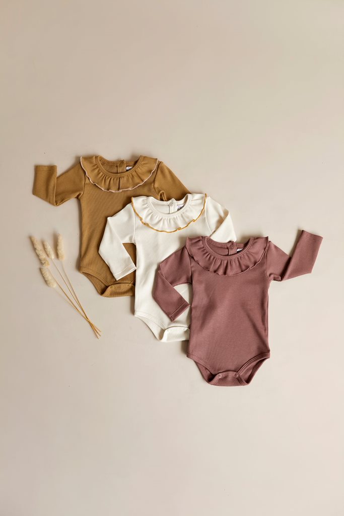 Ruffle Bodysuit Natural & shell pink