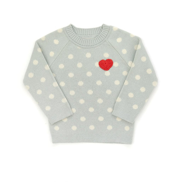 HEART SWEATER LIGHT BLUE & NATURAL