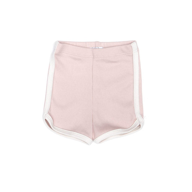 RIBBED SHORT SHELL PINK & NATURAL