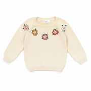 EMBRODERY FLOWER SWEATER NATURAL