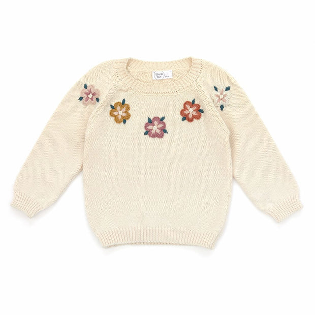 EMBRODERY FLOWER SWEATER NATURAL