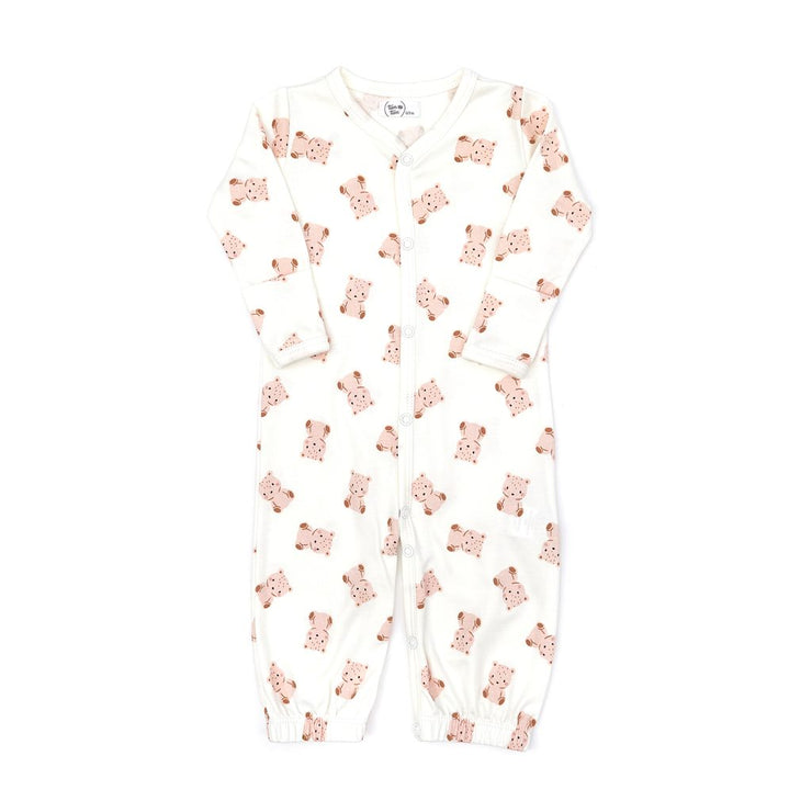 CONVERTER GOWN NATURAL & PINK BEARS