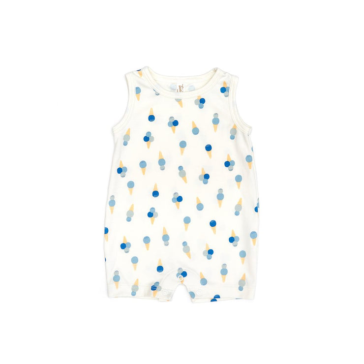 sleeveless romper Natural & blue ice cream