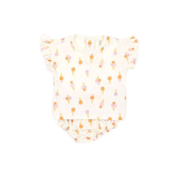 ruffle set Natural & pink ice cream