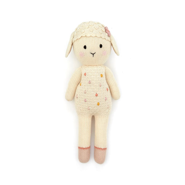 Madeline the lamb 15" natural, marigold, dusty rose, salmon