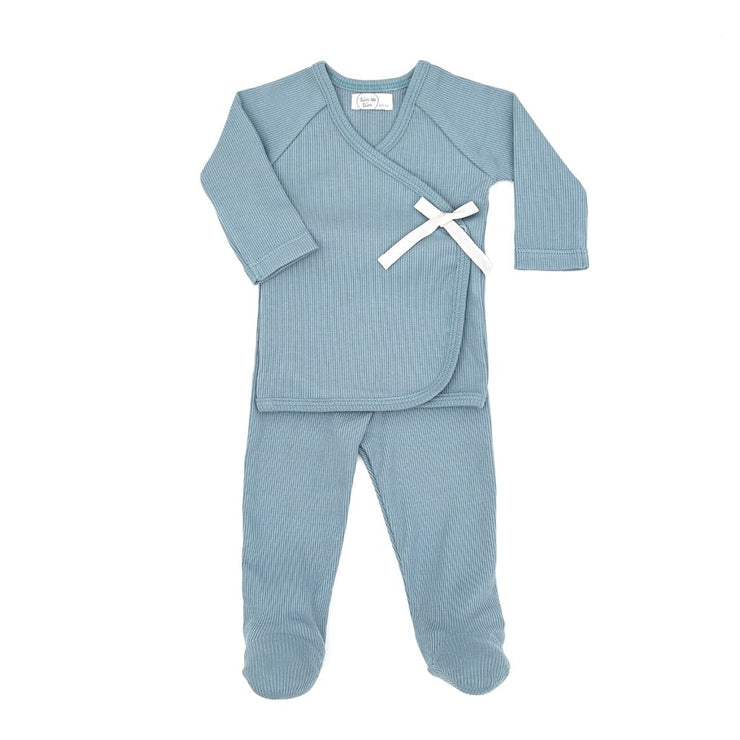 RIBBED KIMONO SET BLUE