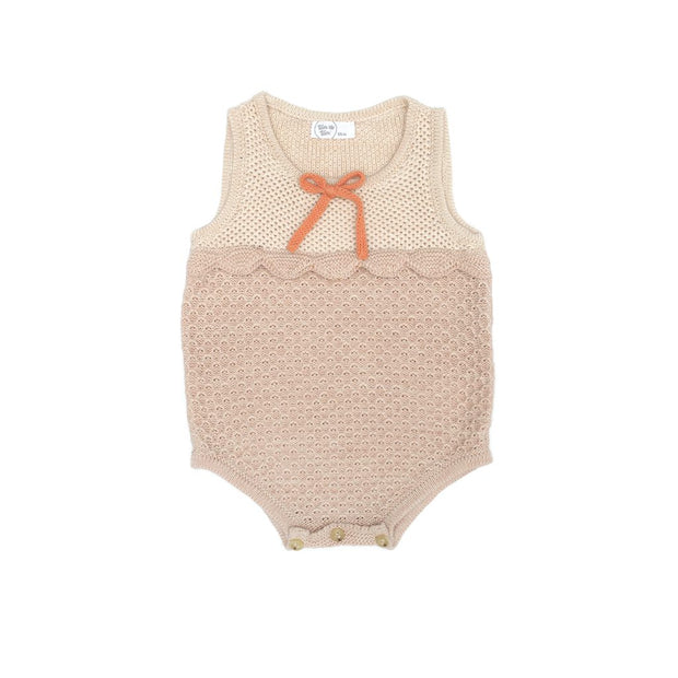 KNITTED RUFFLE ONESIE SHELL PINK MARL
