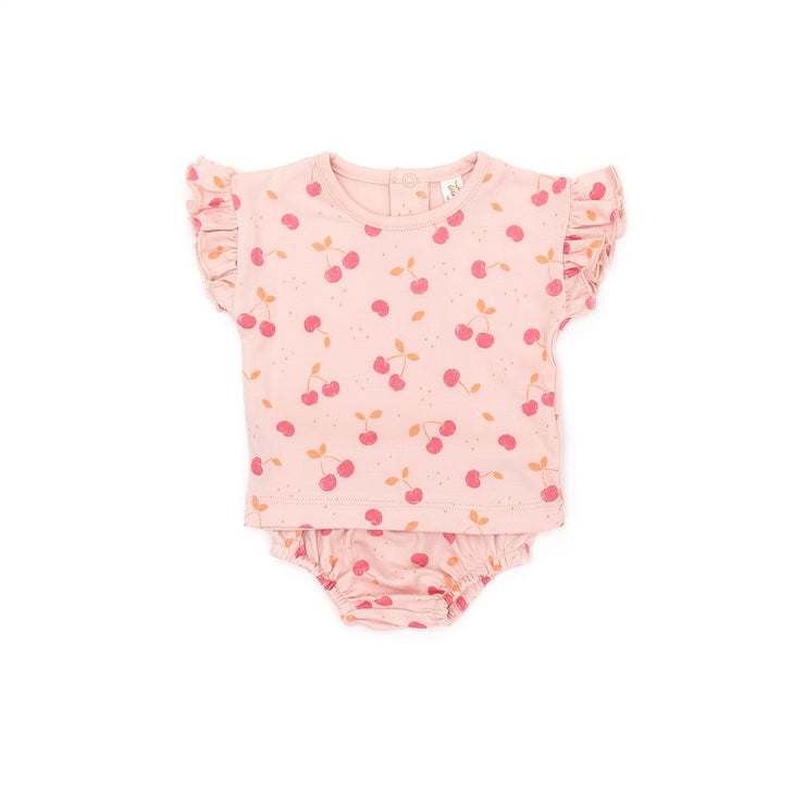 ruffle set Pink cherries