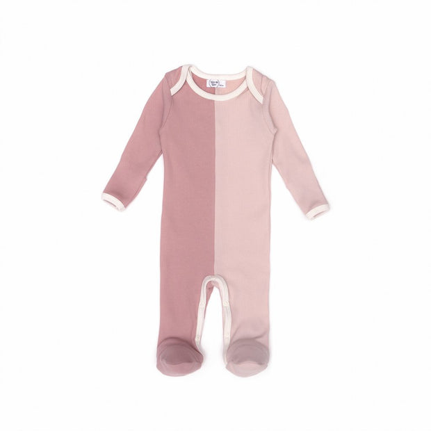 RIBBED TWO TONE FOOTIE SHELL PINK & DUSTY ROSE
