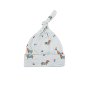 Knot hat Light blue dogs